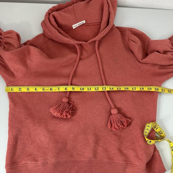 Ulla Johnson Sacha Sweatshirt Womens Medium Puff Sleeve Tassel Hoodie Clay - Picture 11 of 14